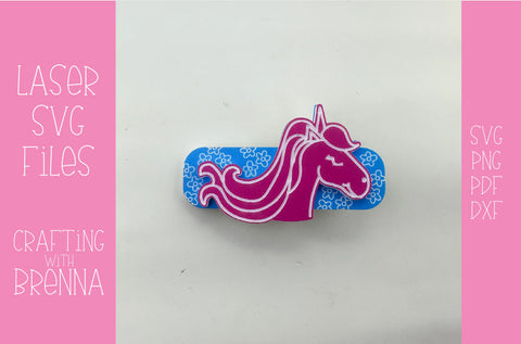 Unicorn Hair Clip Laser SVG File SVG Crafting With Brenna 