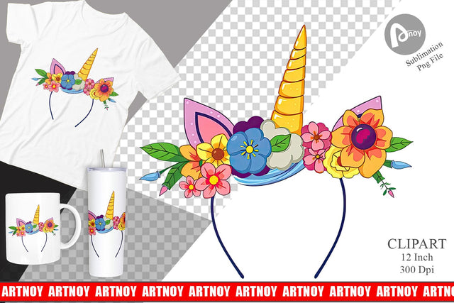 Unicorn Headband Clipart Sublimation artnoy 