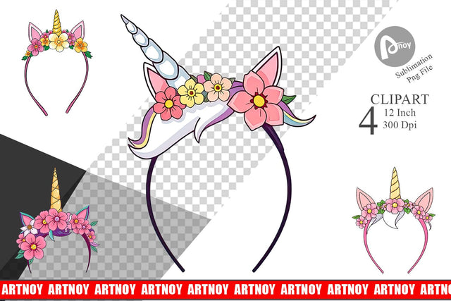 Unicorn Headband Clipart Sublimation artnoy 
