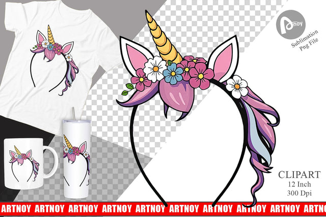 Unicorn Headband Clipart Sublimation artnoy 