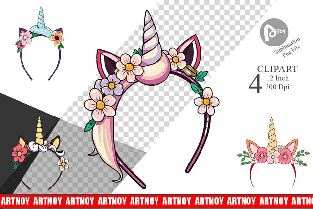 Unicorn Headband Clipart Sublimation artnoy 