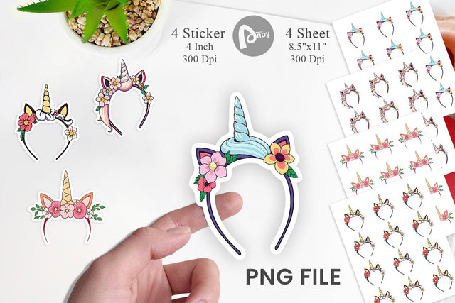 Unicorn Headband Sticker Sublimation artnoy 