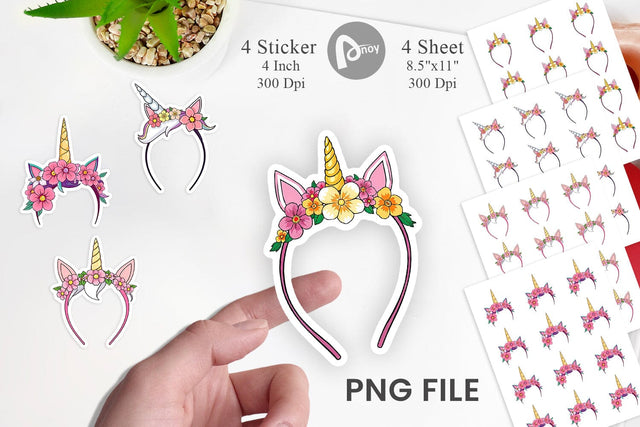 Unicorn Headband Sticker Sublimation artnoy 