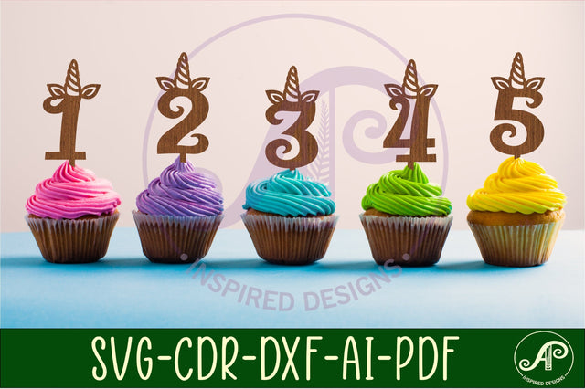 Unicorn horn cupcake toppers, 11 designs SVG laser cut SVG APInspireddesigns 