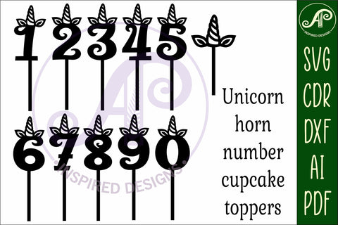 Unicorn horn cupcake toppers, 11 designs SVG laser cut SVG APInspireddesigns 