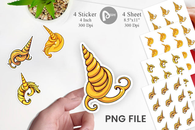 Unicorn Horn Sticker Sublimation artnoy 