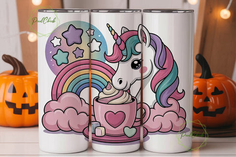 Unicorn Hot Chocolate 20oz Tumbler Wrap Sublimation PixelChick 