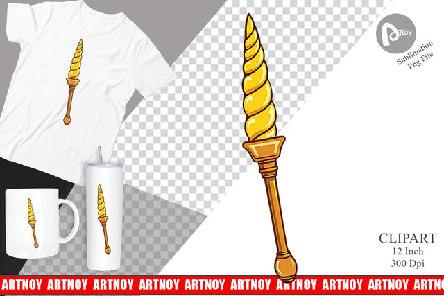Unicorn Magic Wand Clipart Sublimation artnoy 