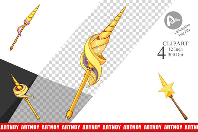 Unicorn Magic Wand Clipart Sublimation artnoy 