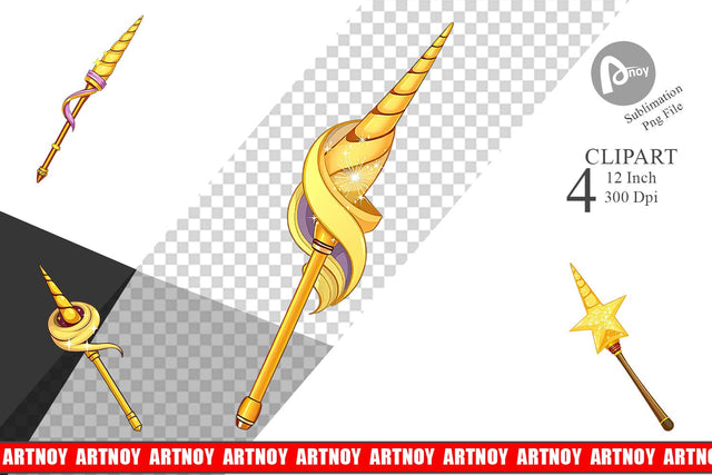 Unicorn Magic Wand Clipart Sublimation artnoy 