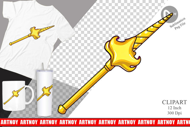 Unicorn Magic Wand Clipart Sublimation artnoy 