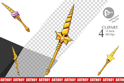 Unicorn Magic Wand Clipart Sublimation artnoy 