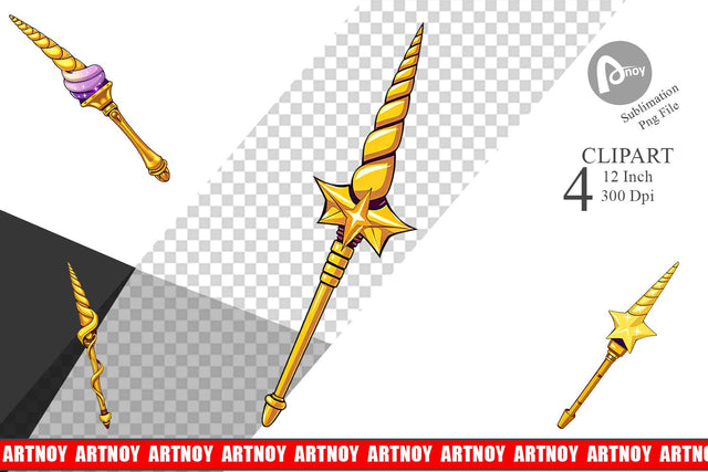 Unicorn Magic Wand Clipart Sublimation artnoy 