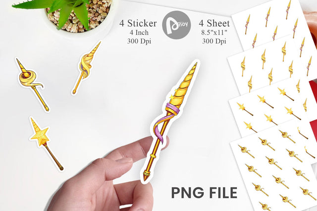 Unicorn Magic Wand Sticker Sublimation artnoy 