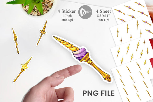 Unicorn Magic Wand Sticker Sublimation artnoy 