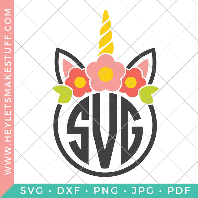 Unicorn Monogram SVG Hey Let's Make Stuff 