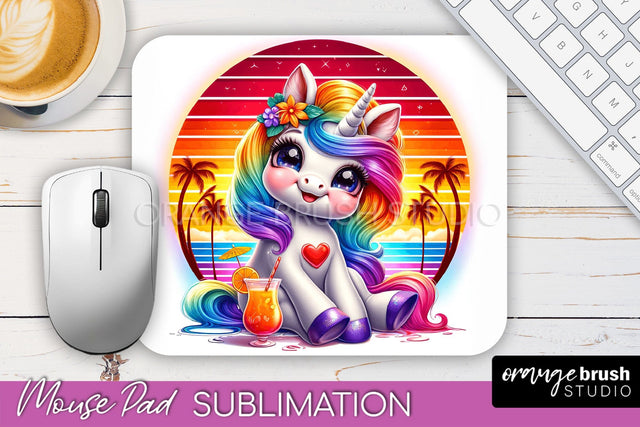 Unicorn Mouse Pad PNG - Beach Sublimation Mousepad Sublimation OrangeBrushStudio 