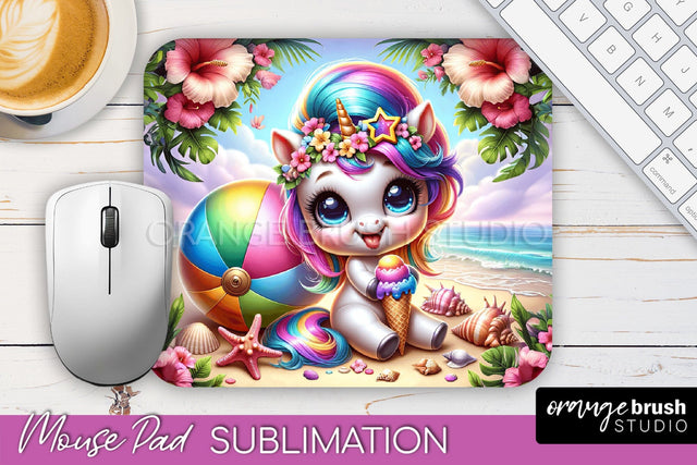 Unicorn Mouse Pad PNG - Beach Sublimation Mousepad Sublimation OrangeBrushStudio 