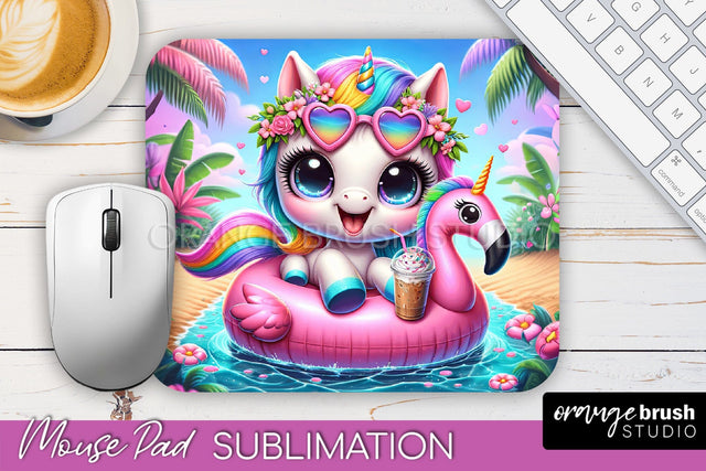 Unicorn Mouse Pad PNG - Beach Sublimation Mousepad Sublimation OrangeBrushStudio 
