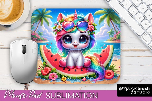Unicorn Mouse Pad PNG - Beach Sublimation Mousepad Sublimation OrangeBrushStudio 