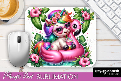 Unicorn Mouse Pad PNG - Beach Sublimation Mousepad Sublimation OrangeBrushStudio 