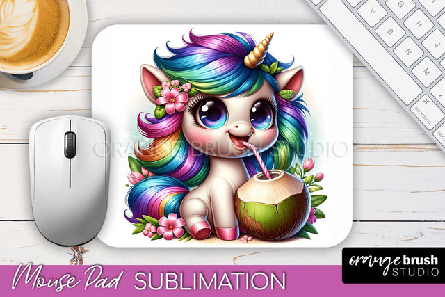 Unicorn Mouse Pad PNG - Beach Sublimation Mousepad Sublimation OrangeBrushStudio 
