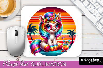 Unicorn Mouse Pad PNG - Beach Sublimation Mousepad Sublimation OrangeBrushStudio 