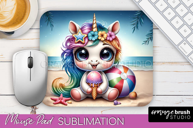 Unicorn Mouse Pad PNG - Beach Sublimation Mousepad Sublimation OrangeBrushStudio 