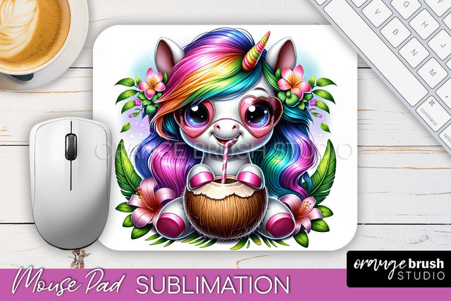 Unicorn Mouse Pad PNG - Beach Sublimation Mousepad Sublimation OrangeBrushStudio 