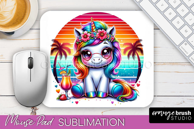 Unicorn Mouse Pad PNG - Beach Sublimation Mousepad Sublimation OrangeBrushStudio 