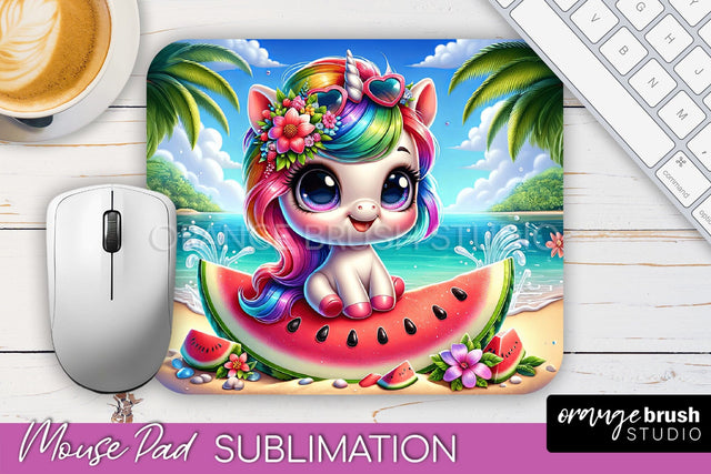 Unicorn Mouse Pad PNG - Beach Sublimation Mousepad Sublimation OrangeBrushStudio 