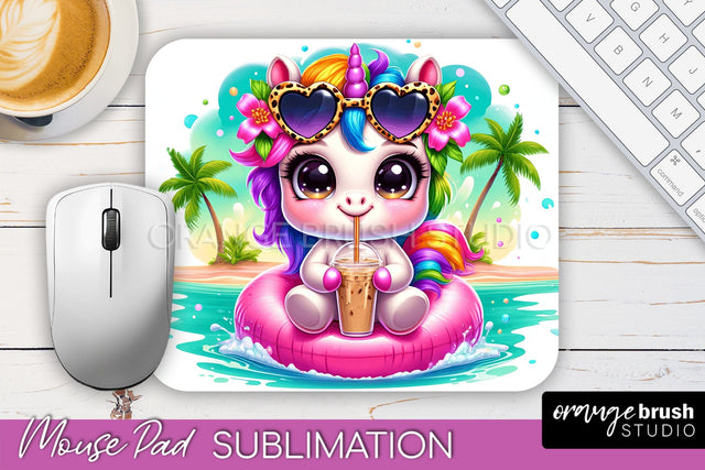 Unicorn Mouse Pad PNG - Beach Sublimation Mousepad Sublimation OrangeBrushStudio 
