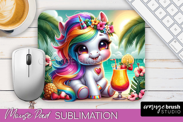 Unicorn Mouse Pad PNG - Beach Sublimation Mousepad Sublimation OrangeBrushStudio 