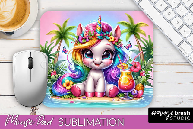 Unicorn Mouse Pad PNG - Beach Sublimation Mousepad Sublimation OrangeBrushStudio 