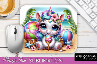Unicorn Mouse Pad PNG - Beach Sublimation Mousepad Sublimation OrangeBrushStudio 