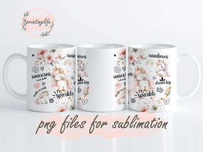Unicorn Mug Wrap Design, Instant Digital Design Download Mug Wrap Design, Mug Design PNG Sublimation PrintingLife 