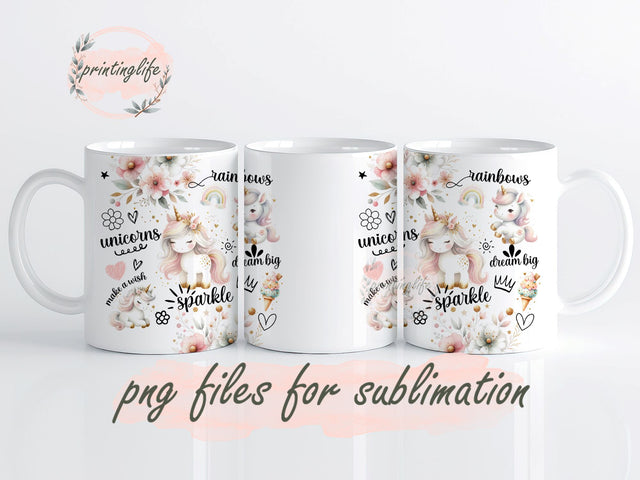 Unicorn Mug Wrap Design, Instant Digital Design Download Mug Wrap Design, Mug Design PNG Sublimation PrintingLife 