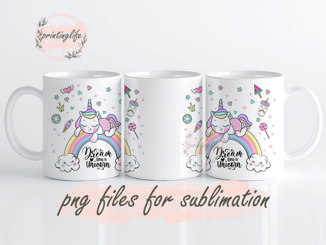 Unicorn Mug Wrap, Unicorn Mug Wrap Design, Instant Digital Design Download Mug Wrap Design, Mug Design PNG Sublimation PrintingLife 