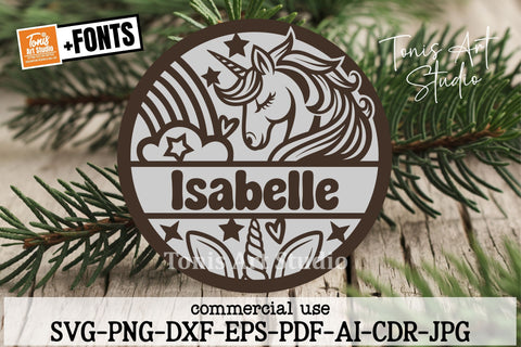 Unicorn Name Sign SVG Laser Cut File SVG TonisArtStudio 