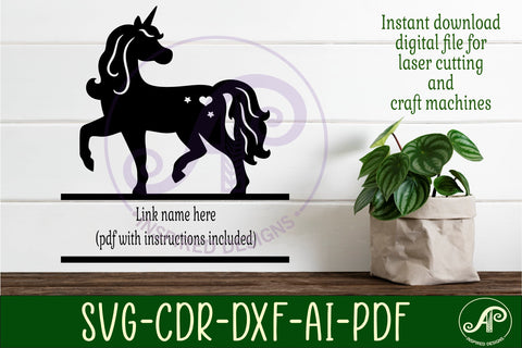 Unicorn name sign svg laser cut template design 3 SVG APInspireddesigns 