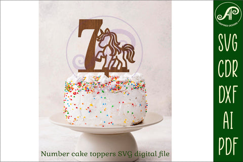 Unicorn number cake toppers, 10 designs SVG laser cut SVG APInspireddesigns 