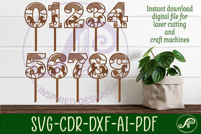 Unicorn number cake toppers SVG cut files SVG APInspireddesigns 