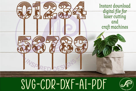 Unicorn number cake toppers SVG cut files SVG APInspireddesigns 
