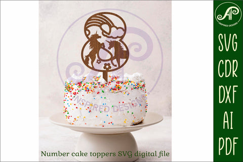 Unicorn number cake toppers SVG cut files SVG APInspireddesigns 