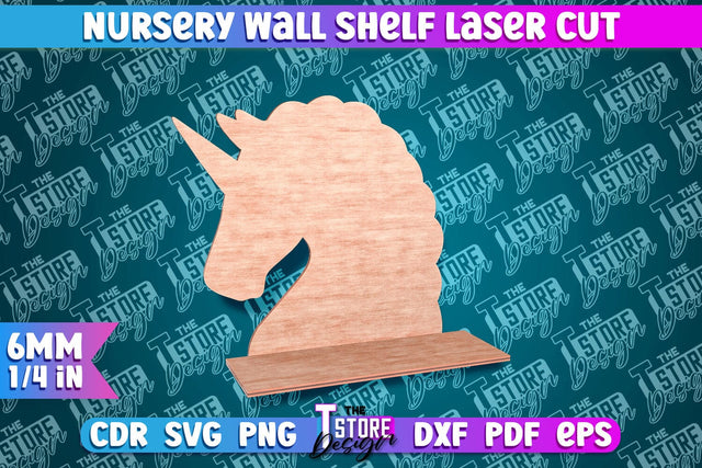 Unicorn Nursery Wall Shelf Laser Cut | Laser Cut Design SVG The T Store Design 