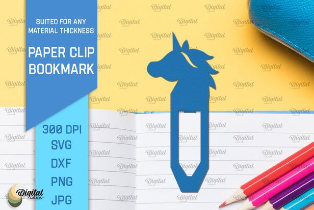 Unicorn Paper Clip Bookmark. Bookmark Clip Template SVG 3D Paper Evgenyia Guschina 