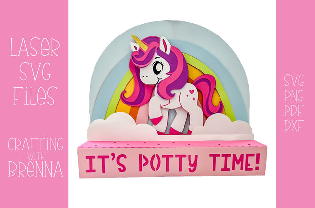 Unicorn Potty Pop Holder Laser SVG File SVG Crafting With Brenna 