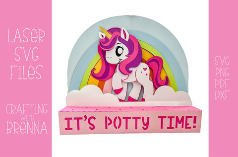 Unicorn Potty Pop Holder Laser SVG File SVG Crafting With Brenna 