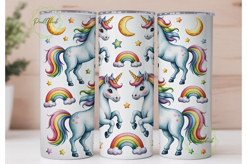 Unicorn Rainbow 20oz Tumbler Wrap Sublimation PixelChick 