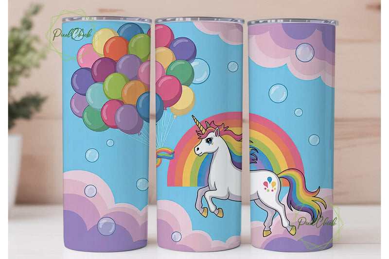 Unicorn Rainbow Balloons 20oz Tumbler Sublimation PixelChick 